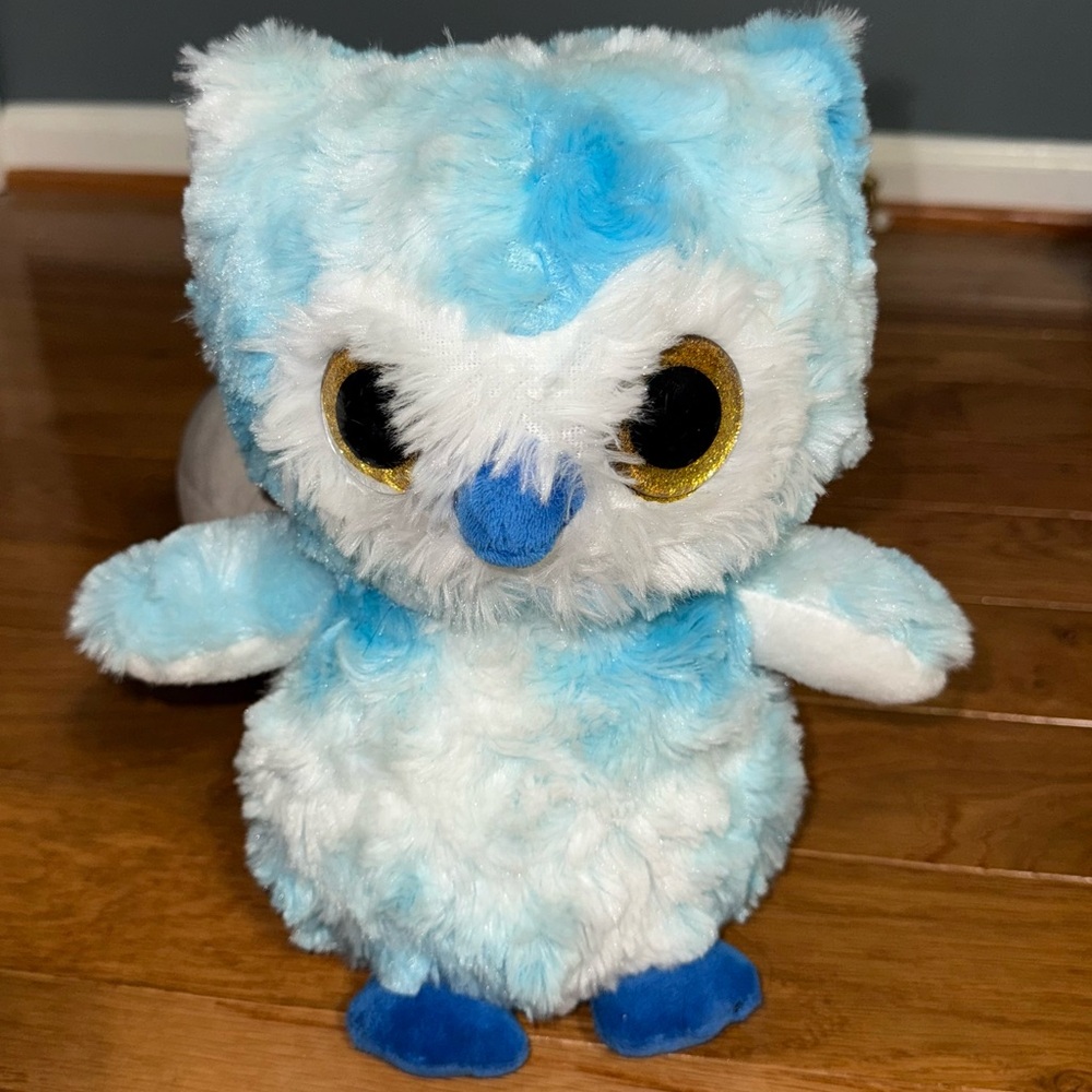 Plush Owl Toy - Blue and White